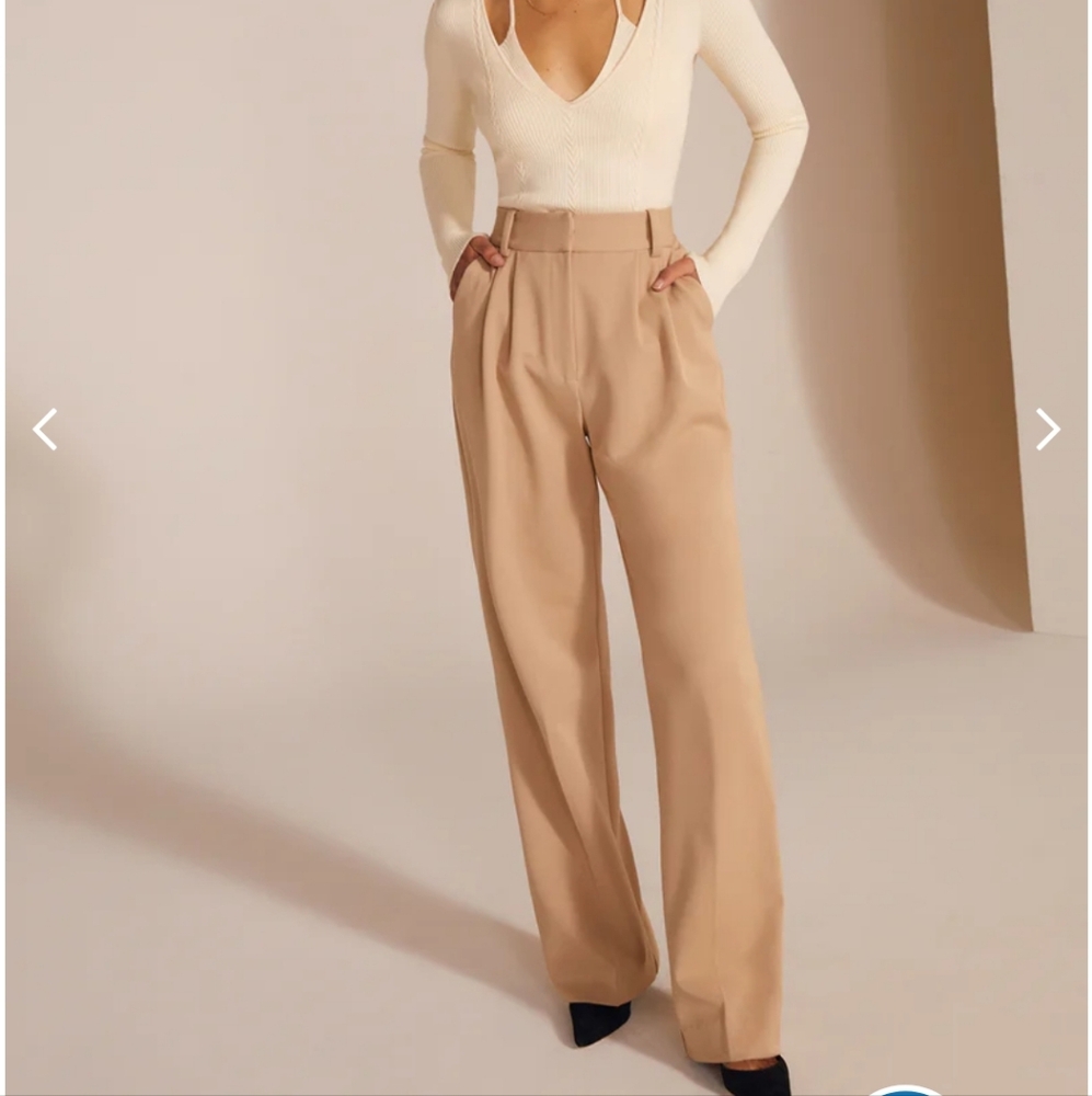 Favorite Daughter Tailored High-Waist Wide-Leg Pants in Tan
